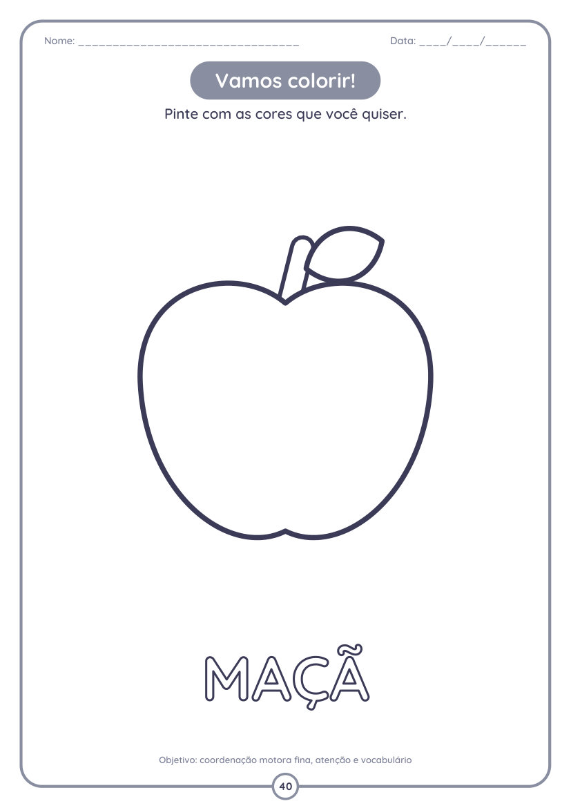 Página para colorir: maçã